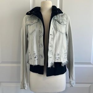 Free People Double Weave Distressed Denim Jacket